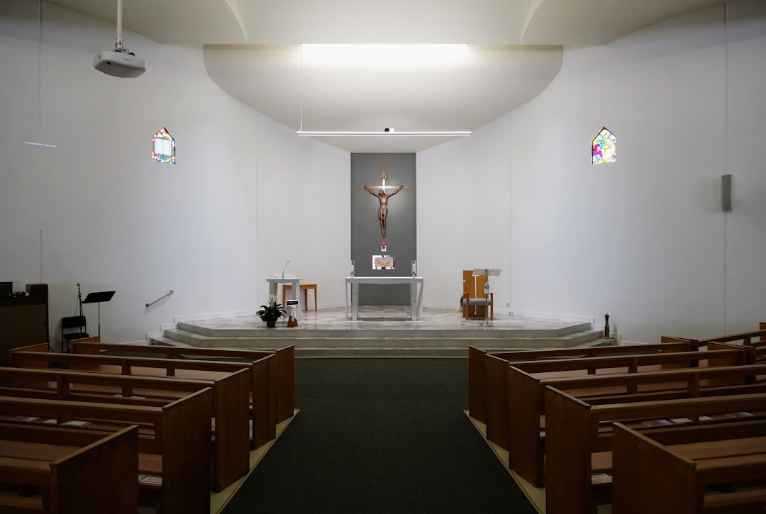 brown wooden church pew lot