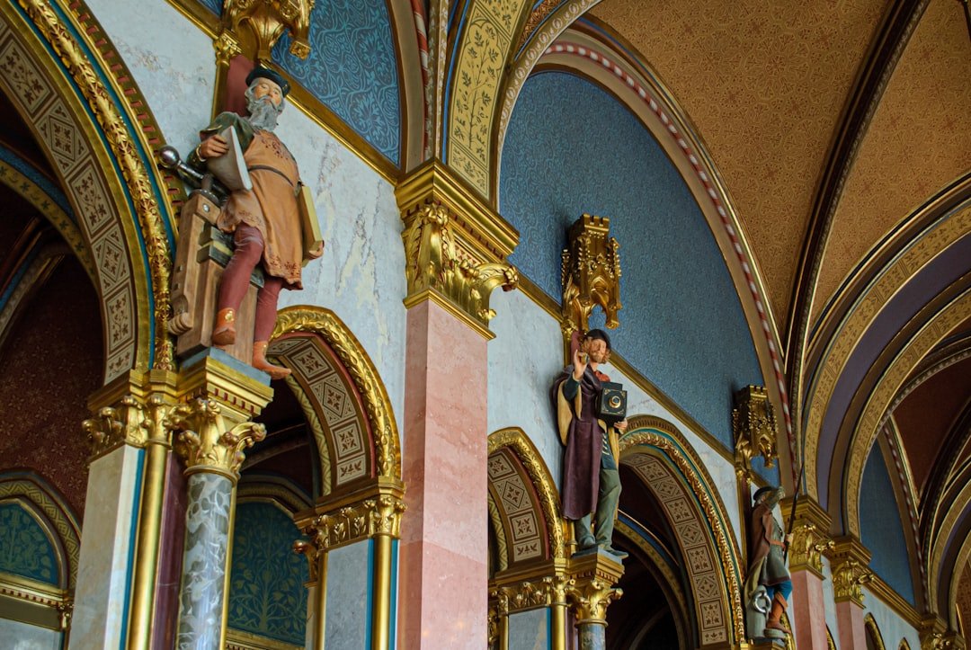 a religious building with statues